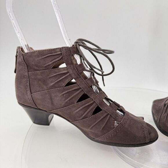 Earth Women's Aurora Sandal Size 8 Block Heel Slingback Open Toe Brown Shoes - Picture 6 of 14